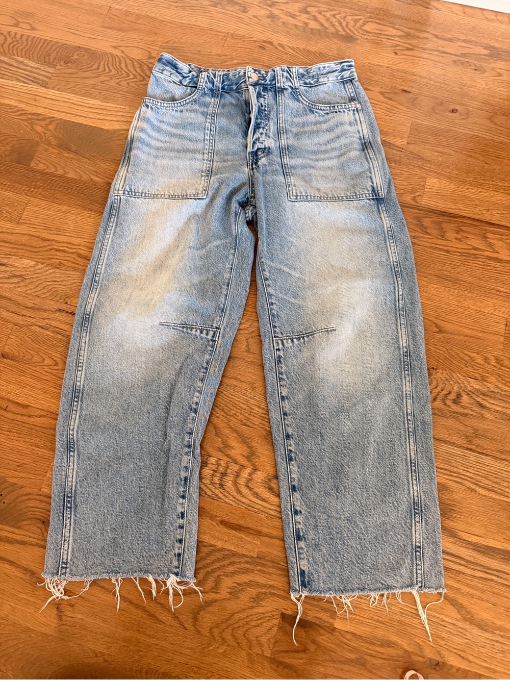 Madewell Light Blue Darted Barrel-leg Jean